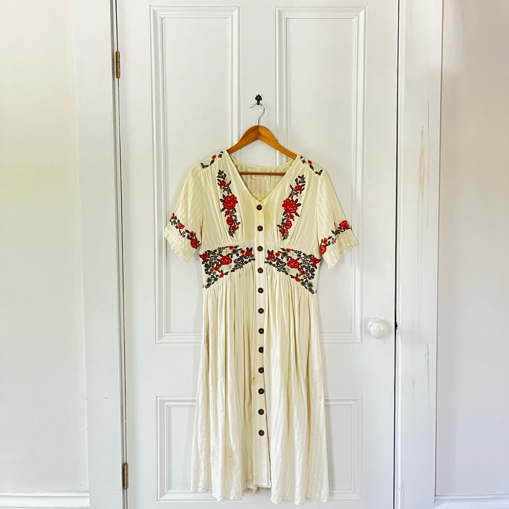 Roolee Embroidered Ithaca Cream Floral Dress